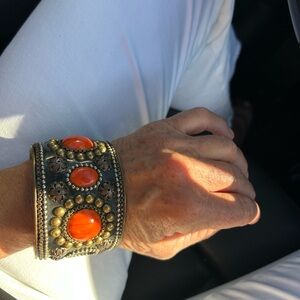 Elegant Orange and Gold Bracelet